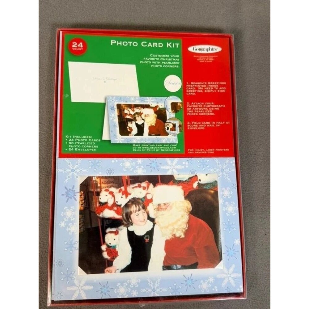Christmas/ Holiday Photo Cards- Snowflake Graphic- 24 Cards & Envelopes- NWT